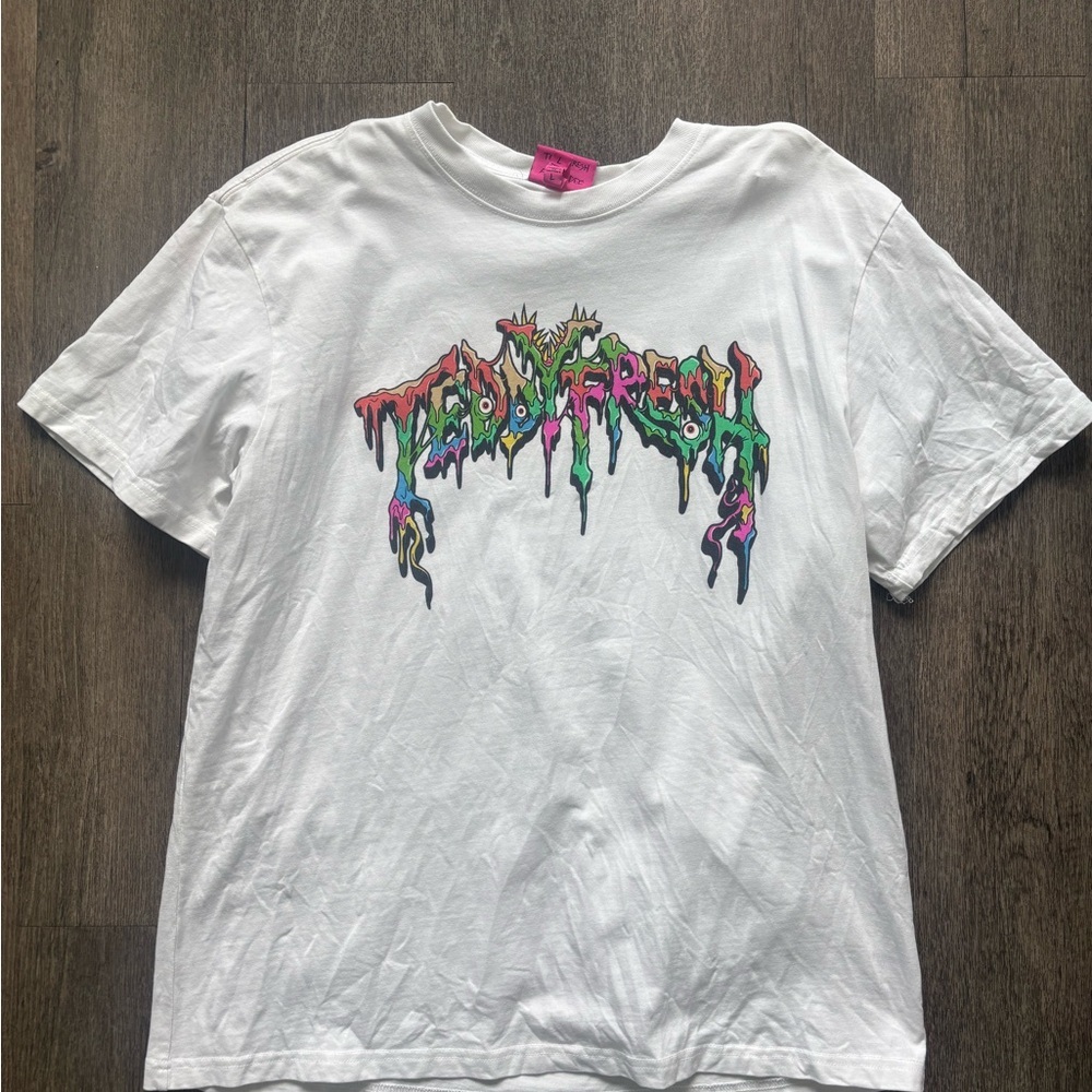 Teddy Fresh x Alex Pardee White Tee with Pink Accents